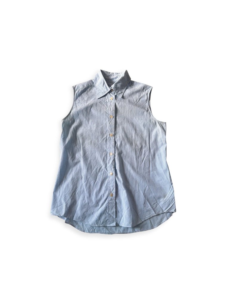 Muji Gingham Check Sleeveless Cotton Shirt, Size L — image 4 of 7